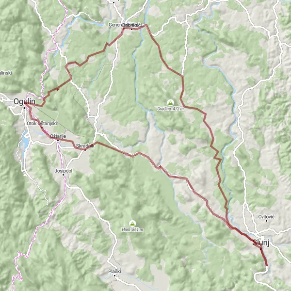Map miniature of "Gravel Adventure in Panonska Hrvatska" cycling inspiration in Panonska Hrvatska, Croatia. Generated by Tarmacs.app cycling route planner