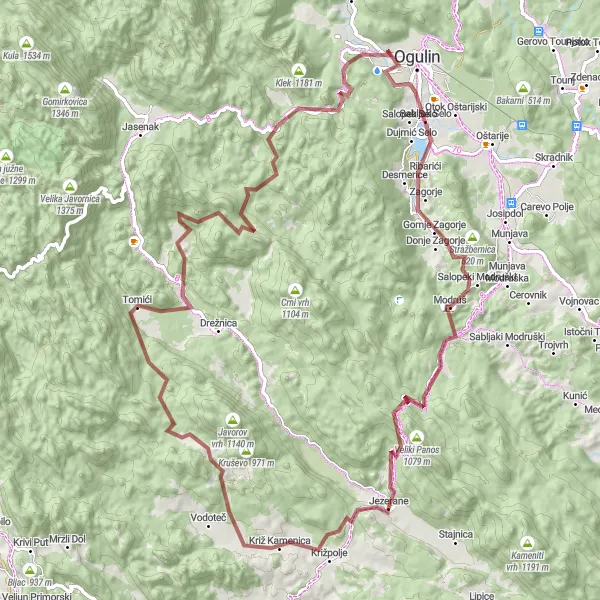 Map miniature of "Discover the Gravel Paths of Panonska Hrvatska" cycling inspiration in Panonska Hrvatska, Croatia. Generated by Tarmacs.app cycling route planner