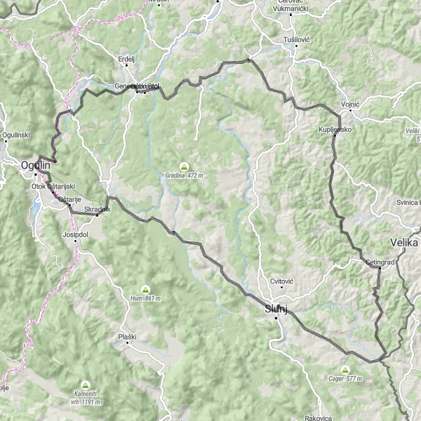 Map miniature of "Panonska Hrvatska Cycling Adventure" cycling inspiration in Panonska Hrvatska, Croatia. Generated by Tarmacs.app cycling route planner
