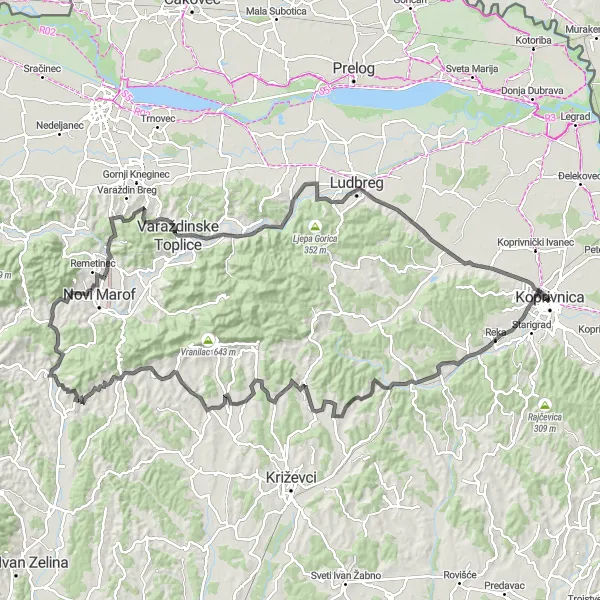 Map miniature of "Discover Lepavina" cycling inspiration in Sjeverna Hrvatska, Croatia. Generated by Tarmacs.app cycling route planner