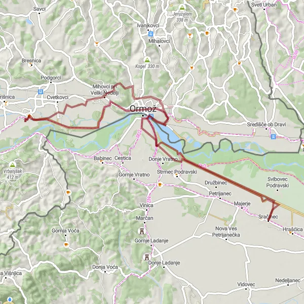 Map miniature of "Explore the Heart of Sjeverna Hrvatska" cycling inspiration in Sjeverna Hrvatska, Croatia. Generated by Tarmacs.app cycling route planner