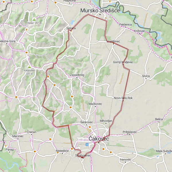 Map miniature of "Gravel Escape in Međimurje" cycling inspiration in Sjeverna Hrvatska, Croatia. Generated by Tarmacs.app cycling route planner