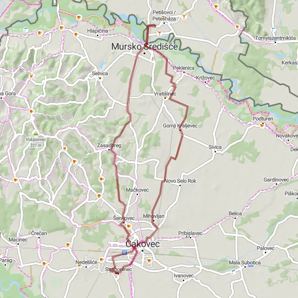 Map miniature of "Gravel Adventure in Hrvatsko Zagorje" cycling inspiration in Sjeverna Hrvatska, Croatia. Generated by Tarmacs.app cycling route planner