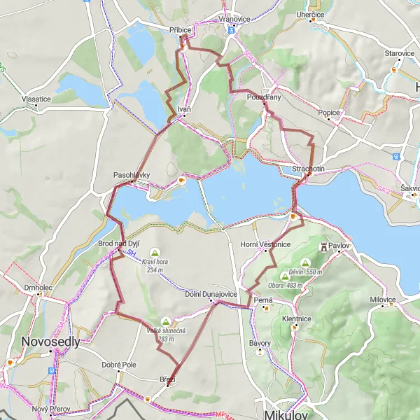 Miniaturní mapa "Bikepacking do Pouzdřan" inspirace pro cyklisty v oblasti Jihovýchod, Czech Republic. Vytvořeno pomocí plánovače tras Tarmacs.app