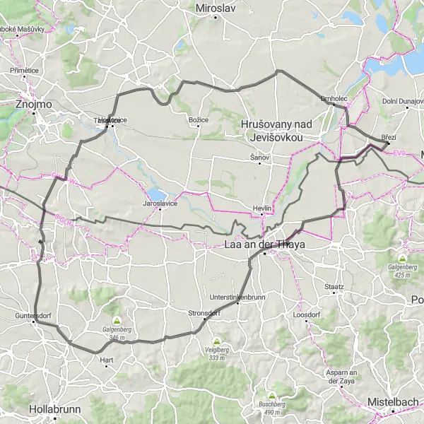 Map miniature of "Road Cycling Adventure through Historical Landmarks" cycling inspiration in Jihovýchod, Czech Republic. Generated by Tarmacs.app cycling route planner