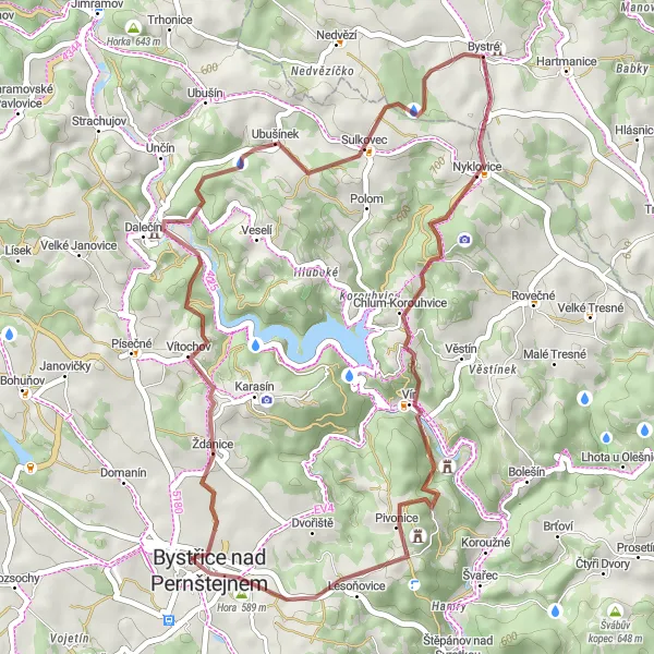 Miniaturní mapa "Přírodní okruh kolem Sulkovce" inspirace pro cyklisty v oblasti Jihovýchod, Czech Republic. Vytvořeno pomocí plánovače tras Tarmacs.app