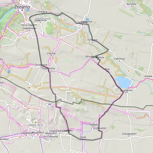 Miniatura mapy "Trasa do Tasovic" - trasy rowerowej w Jihovýchod, Czech Republic. Wygenerowane przez planer tras rowerowych Tarmacs.app