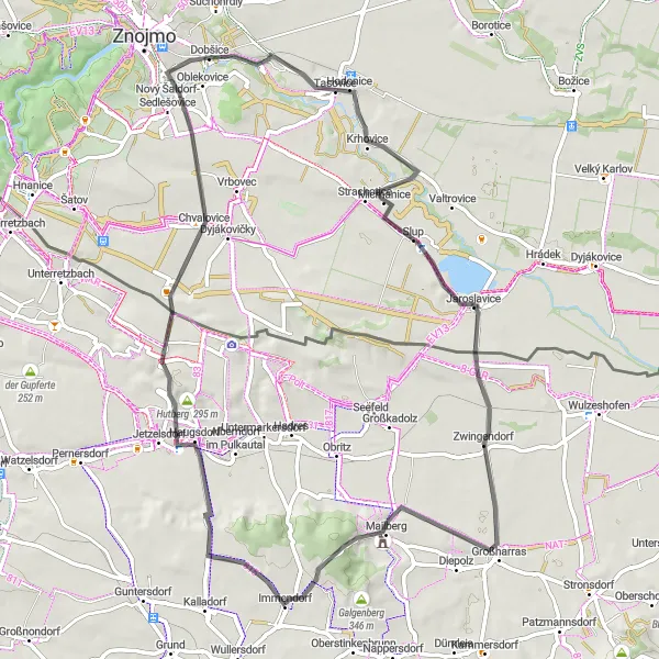 Miniatura mapy "Trasa Road w okolicach Dobšice - Pełna Przygód" - trasy rowerowej w Jihovýchod, Czech Republic. Wygenerowane przez planer tras rowerowych Tarmacs.app