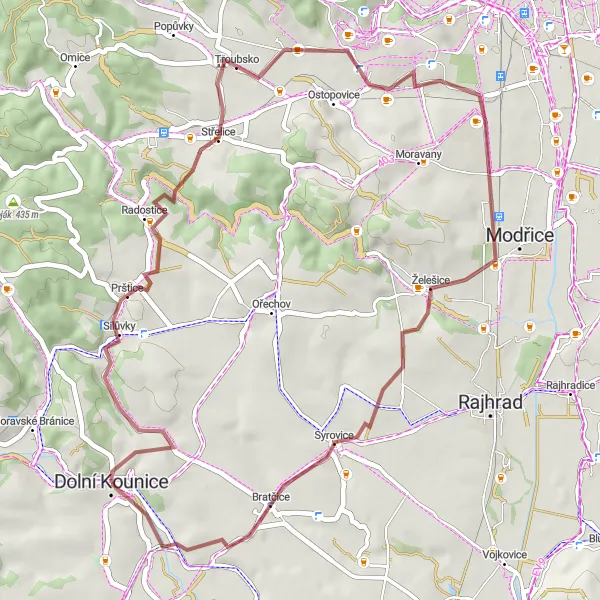 Miniaturní mapa "Od Prštic po Pravlov" inspirace pro cyklisty v oblasti Jihovýchod, Czech Republic. Vytvořeno pomocí plánovače tras Tarmacs.app