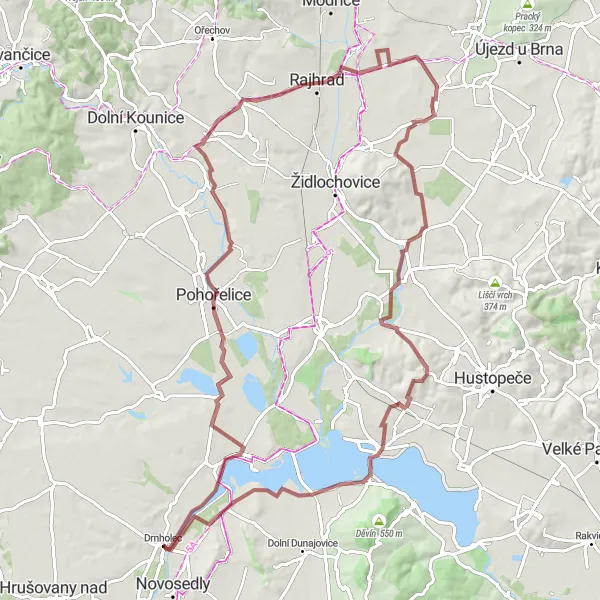 Miniaturní mapa "Trasa Pasohlávky - Brod nad Dyjí" inspirace pro cyklisty v oblasti Jihovýchod, Czech Republic. Vytvořeno pomocí plánovače tras Tarmacs.app