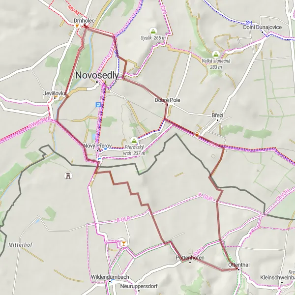 Miniatura mapy "Trasa Gravel z Dobré Pole" - trasy rowerowej w Jihovýchod, Czech Republic. Wygenerowane przez planer tras rowerowych Tarmacs.app