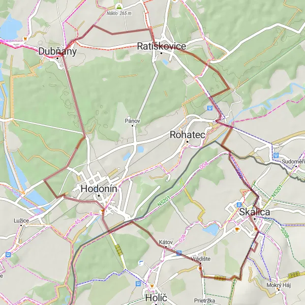 Miniaturní mapa "Okruh Ratíškovice - Skalica - Dubňany" inspirace pro cyklisty v oblasti Jihovýchod, Czech Republic. Vytvořeno pomocí plánovače tras Tarmacs.app