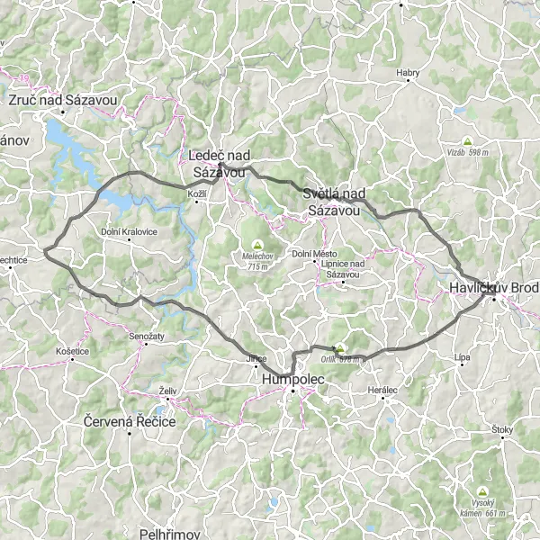 Miniaturní mapa "Věž a okolí" inspirace pro cyklisty v oblasti Jihovýchod, Czech Republic. Vytvořeno pomocí plánovače tras Tarmacs.app