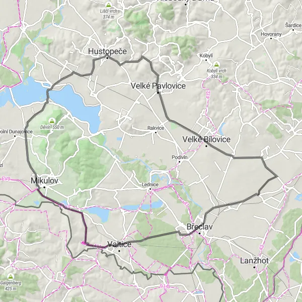 Map miniature of "Scenic Road Adventure" cycling inspiration in Jihovýchod, Czech Republic. Generated by Tarmacs.app cycling route planner