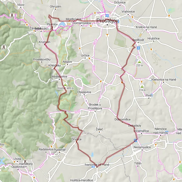 Miniatura mapy "Wizyta w urokliwych wioskach" - trasy rowerowej w Jihovýchod, Czech Republic. Wygenerowane przez planer tras rowerowych Tarmacs.app