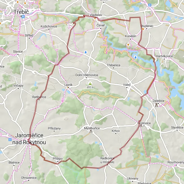 Miniatura mapy "Trasa przez Ratibořice i Rokytnou" - trasy rowerowej w Jihovýchod, Czech Republic. Wygenerowane przez planer tras rowerowych Tarmacs.app