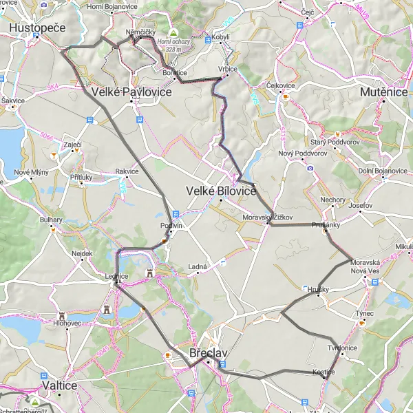 Miniatura mapy "Trasa Szosowa przez Lednice i Moravský Žižkov" - trasy rowerowej w Jihovýchod, Czech Republic. Wygenerowane przez planer tras rowerowych Tarmacs.app