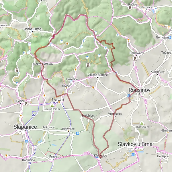 Karten-Miniaturansicht der Radinspiration "Kurze Gravel-Rundfahrt durch Vítovice" in Jihovýchod, Czech Republic. Erstellt vom Tarmacs.app-Routenplaner für Radtouren