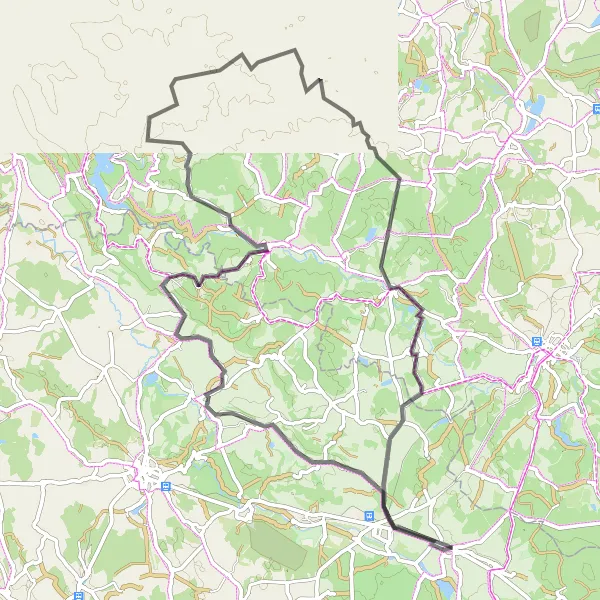 Map miniature of "The countryside tour through Horní Studenec and Kovářov" cycling inspiration in Jihovýchod, Czech Republic. Generated by Tarmacs.app cycling route planner