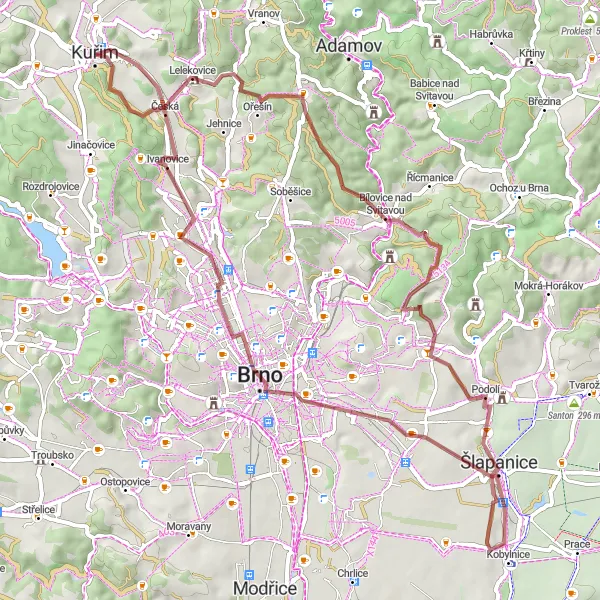 Miniaturní mapa "Za objevováním Strážné" inspirace pro cyklisty v oblasti Jihovýchod, Czech Republic. Vytvořeno pomocí plánovače tras Tarmacs.app