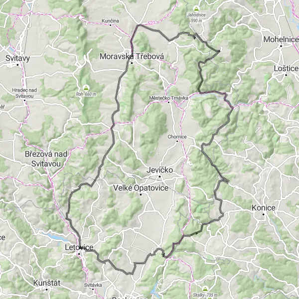 Miniaturní mapa "Roubaninou až Skřípovem" inspirace pro cyklisty v oblasti Jihovýchod, Czech Republic. Vytvořeno pomocí plánovače tras Tarmacs.app