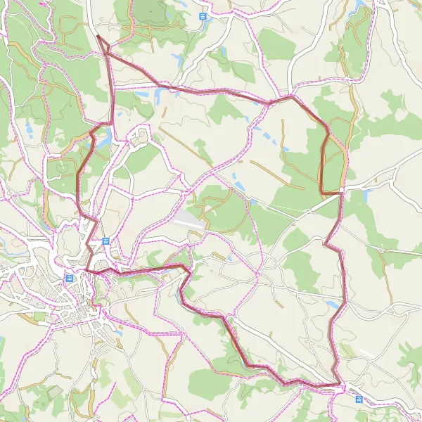Miniaturní mapa "Relaxing Gravel Ride around Luka nad Jihlavou" inspirace pro cyklisty v oblasti Jihovýchod, Czech Republic. Vytvořeno pomocí plánovače tras Tarmacs.app