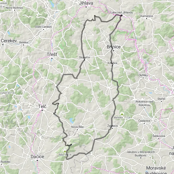 Map miniature of "Cycling through History" cycling inspiration in Jihovýchod, Czech Republic. Generated by Tarmacs.app cycling route planner