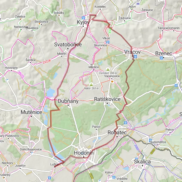 Map miniature of "Scenic Gravel Ride to Rohatec" cycling inspiration in Jihovýchod, Czech Republic. Generated by Tarmacs.app cycling route planner