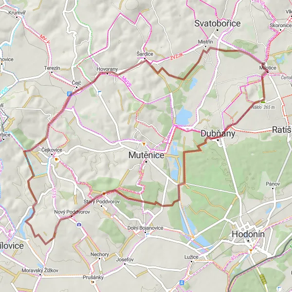 Mapa miniatúra "Exploration of South Moravian Countryside" cyklistická inšpirácia v Jihovýchod, Czech Republic. Vygenerované cyklistickým plánovačom trás Tarmacs.app