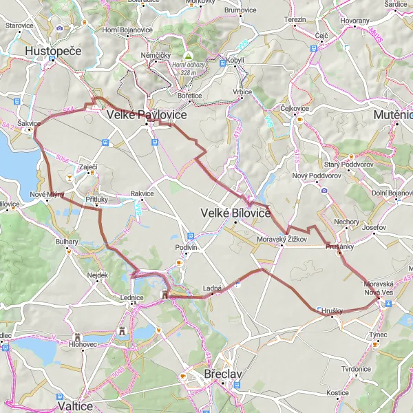 Miniatura mapy "Trasa do Ladná" - trasy rowerowej w Jihovýchod, Czech Republic. Wygenerowane przez planer tras rowerowych Tarmacs.app