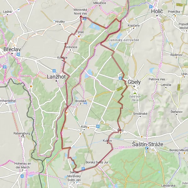 Miniatura mapy "Trasa do Kuklov" - trasy rowerowej w Jihovýchod, Czech Republic. Wygenerowane przez planer tras rowerowych Tarmacs.app