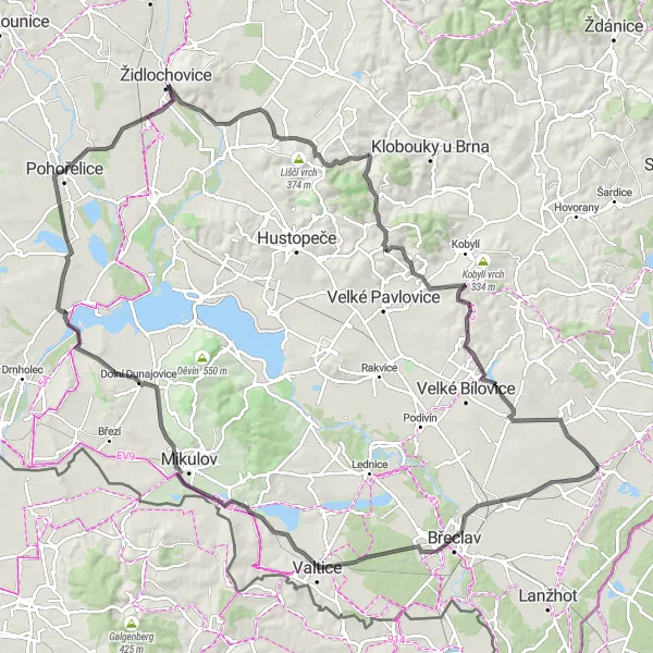 Miniatura mapy "Przejażdżka przez Břeclav i Brod nad Dyjí" - trasy rowerowej w Jihovýchod, Czech Republic. Wygenerowane przez planer tras rowerowych Tarmacs.app