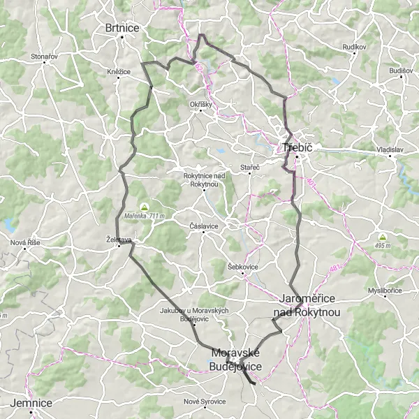 Map miniature of "Litohoř Loop" cycling inspiration in Jihovýchod, Czech Republic. Generated by Tarmacs.app cycling route planner