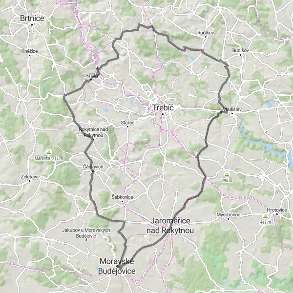 Mapa miniatúra "Po stopách histórie a kultúry" cyklistická inšpirácia v Jihovýchod, Czech Republic. Vygenerované cyklistickým plánovačom trás Tarmacs.app