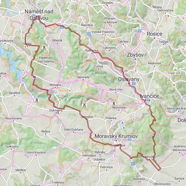 Map miniature of "Gravel Adventure through Oslavany Region" cycling inspiration in Jihovýchod, Czech Republic. Generated by Tarmacs.app cycling route planner