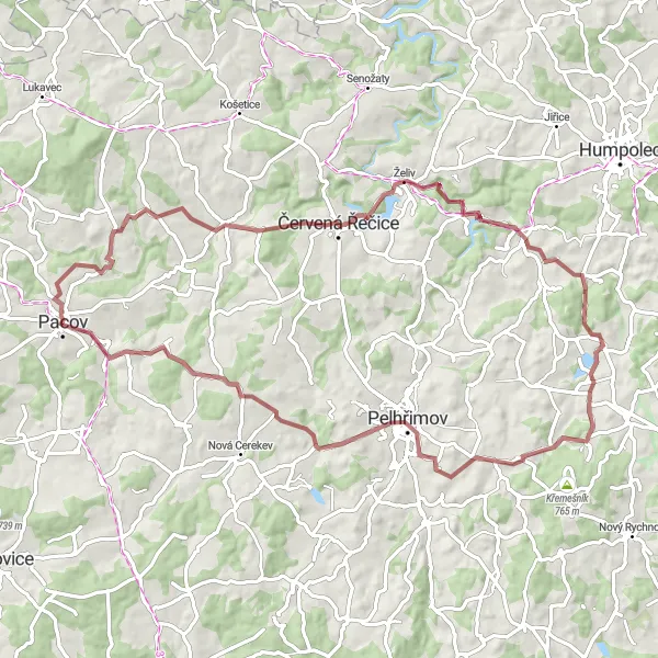 Map miniature of "U Hrušky - Lesná - Kletečná - Vlásenice Round Trip" cycling inspiration in Jihovýchod, Czech Republic. Generated by Tarmacs.app cycling route planner