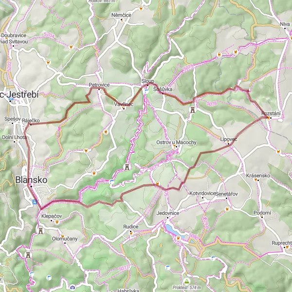Mapa miniatúra "Gravel - Neselovsko" cyklistická inšpirácia v Jihovýchod, Czech Republic. Vygenerované cyklistickým plánovačom trás Tarmacs.app