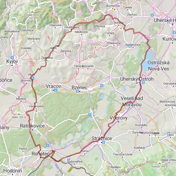 Map miniature of "Nature Escape Gravel Route" cycling inspiration in Jihovýchod, Czech Republic. Generated by Tarmacs.app cycling route planner