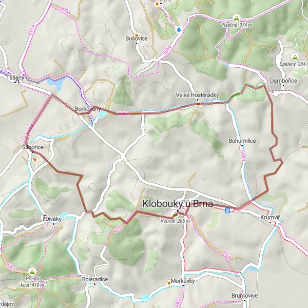 Mapa miniatúra "Cyklotúra okolo Šitbořic" cyklistická inšpirácia v Jihovýchod, Czech Republic. Vygenerované cyklistickým plánovačom trás Tarmacs.app