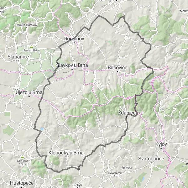 Mapa miniatúra "Cyklo výlet kolem Dražůvek a Divák" cyklistická inšpirácia v Jihovýchod, Czech Republic. Vygenerované cyklistickým plánovačom trás Tarmacs.app