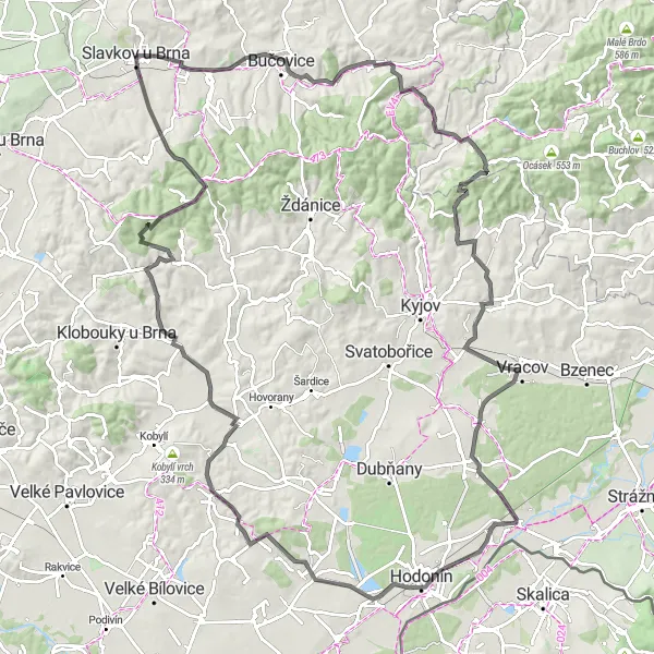 Miniaturní mapa "Okružní cyklotrasa Vícemilice - Nížkovice" inspirace pro cyklisty v oblasti Jihovýchod, Czech Republic. Vytvořeno pomocí plánovače tras Tarmacs.app