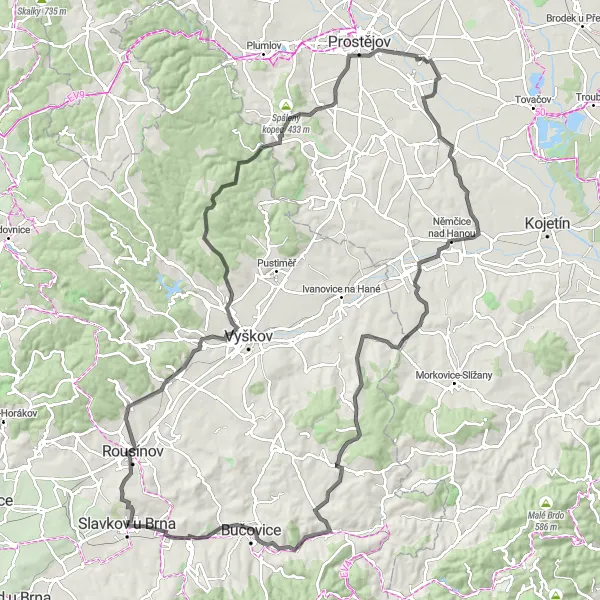 Miniaturní mapa "Habrovanský okruh" inspirace pro cyklisty v oblasti Jihovýchod, Czech Republic. Vytvořeno pomocí plánovače tras Tarmacs.app