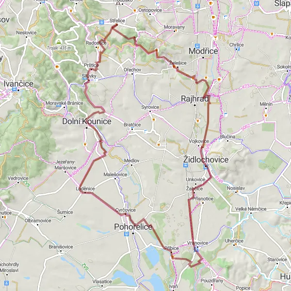 Map miniature of "Discover the Hidden Gravel Gems" cycling inspiration in Jihovýchod, Czech Republic. Generated by Tarmacs.app cycling route planner