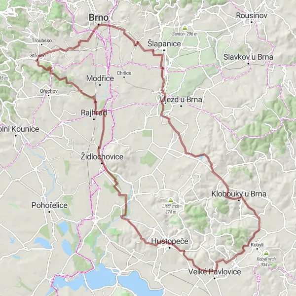 Map miniature of "Nature and Adventure in the Countryside" cycling inspiration in Jihovýchod, Czech Republic. Generated by Tarmacs.app cycling route planner