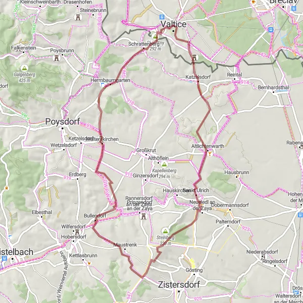 Map miniature of "Zaya Valley Adventure" cycling inspiration in Jihovýchod, Czech Republic. Generated by Tarmacs.app cycling route planner