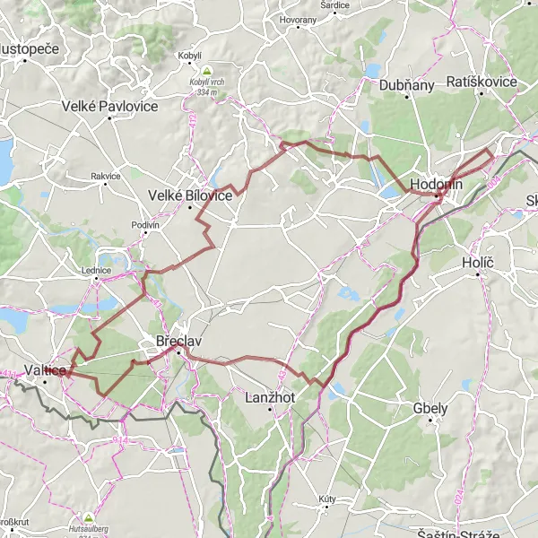 Map miniature of "Wine Route Adventure" cycling inspiration in Jihovýchod, Czech Republic. Generated by Tarmacs.app cycling route planner