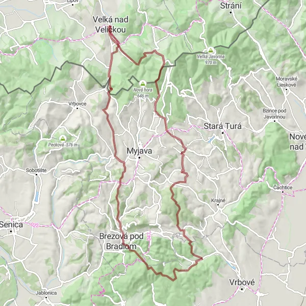 Miniatura mapy "Trasa Kubíkův vrch" - trasy rowerowej w Jihovýchod, Czech Republic. Wygenerowane przez planer tras rowerowych Tarmacs.app