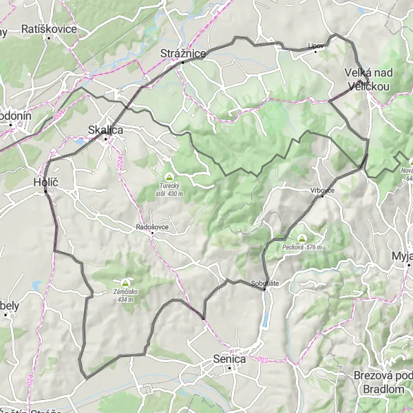 Miniatura mapy "Trasa Kuželov" - trasy rowerowej w Jihovýchod, Czech Republic. Wygenerowane przez planer tras rowerowych Tarmacs.app