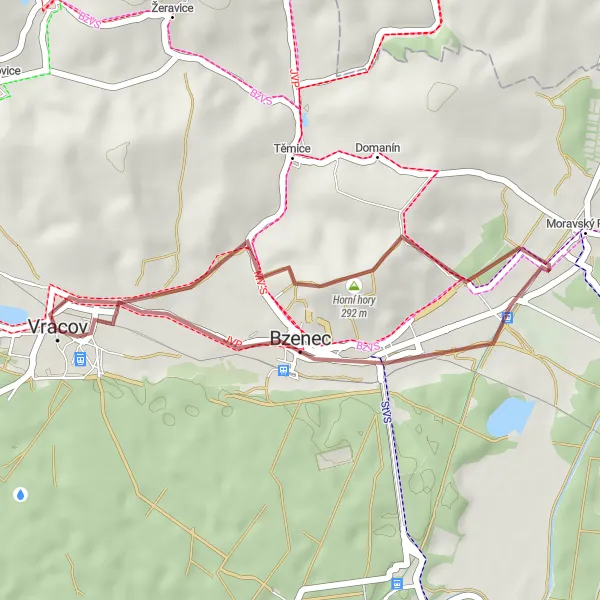 Miniaturní mapa "Gravelová trasa Horní hory - Starý hrad" inspirace pro cyklisty v oblasti Jihovýchod, Czech Republic. Vytvořeno pomocí plánovače tras Tarmacs.app