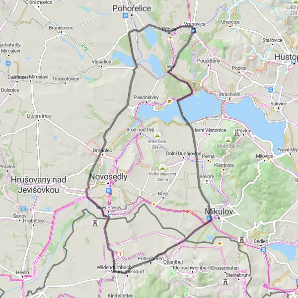 Miniatura mapy "Trasa z Vranovic" - trasy rowerowej w Jihovýchod, Czech Republic. Wygenerowane przez planer tras rowerowych Tarmacs.app